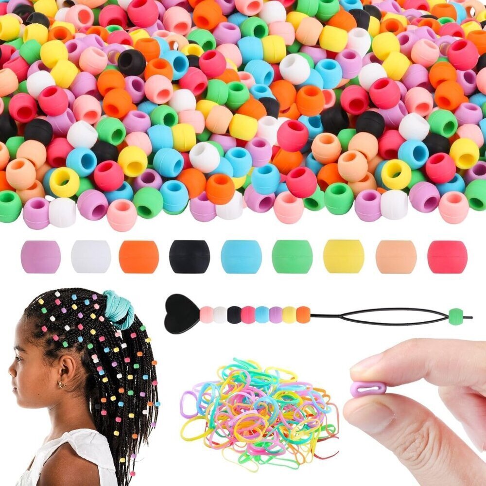 Small Silicone Hair Beads 300pcs Multicolor for Braids DIY Crafts Hair Accessori